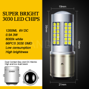 Ruiandsion 1Pcs 3W BA21D Led Motorcycle Headlight 6V High Low Beam Motorbike Car Auto Front Head Bulb Scooter Moped Globe Light 6000k 3030 66SMD Ruiandsion,BA21D led