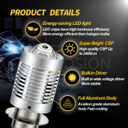 Ruiandsion 21W P36D Led Headlight Bulb Motorcycle Headlamp Scooter Speed Moped Motorbike 12V 24V 80V White 2400Lm 2pcs