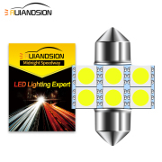 Ruiandsion 10pcs 0.6W Car Interior Light 28mm 31mm 5050 6SMD LED Bulbs C5W Festoon Vanity Mirror Dome Reading Door Number Footwell Light White 12v