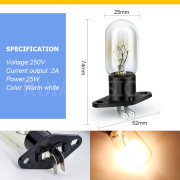 2pcs T170 Z187 Bulb 20W Halogen Microwave Oven Lamp 220V Warm White