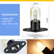2pcs T170 Z187 Bulb 20W Halogen Microwave Oven Lamp 220V Warm White