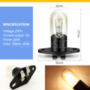 2pcs T170 Z187 Bulb 20W Halogen Microwave Oven Lamp 220V Warm White