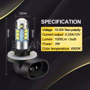 Ruiandsion 881 LED Fog Lights White Super Bright High 2525 Chip LED Bulb 10-30V White 1000 Lumens for Ford and Chevrolet car