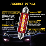Ruiandsion 2pcs 6V 12V 24V LED Auto Interior Lights Aftermarket Car Roof CANBUS Ruiandsion ERROR 41mm FREE 211-2 578 44mm Festoon Bulb White 2W