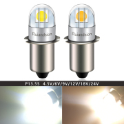 Ruiandsion p13 5s Maglite LED Flashlight Bulb Replacement 3V 4.5V 6V 12V 18V 24V White 10pcs