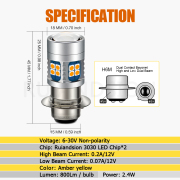 Ruiandsion P15D P15D-25-1 PX15D T19 H6M LED Motorbike Headlight Bulb Hi-Lo Beam Amber P15D P15D-25-1 PX15D T19 H6M LED Motorbike Headlight Bulb Hi-Lo Beam p15d led 12v,Motocycle Accessories,Motocycle Accessories,led motorbike headlight,moped front light,ATV front light bulb