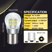 BA15S P21W BA15D 27SMD 3014 LED Turn Signal Indicator Lights White New BA15S P21W BA15D 27SMD 3014 LED Turn Signal Indicator Lights White New ruiandsion,S25 BA15S LED Bulbs Manufacturer China,OE Replacement Turn Signal Bulbs P21W 1156,Plug and Play 12V LED Indicator Bulbs for Cars,polarity free,custom logo,CE ROHS,parking lights,Turn signal lights