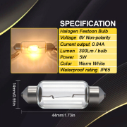 Ruiandsion 10pcs 44mm Dome Trunk Courtesy Light 6V Nonpolar 15W Warm White 2700-3000K Ruiandsion 10pcs 44mm Dome Trunk Courtesy Light 6V Nonpolar 15W Warm White 2700-3000K Cabin Lighting,festoon light,halogen bulb,Vanity Mirror Light,RV light,44mm light,Ruiandsion,factory direct sell