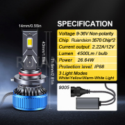 Ruiandsion Super Bright Headlight Bulbs LED Kits With Fan 9005 HB3 9006 HB4 9012 Three Colors In One Bulb Ruiandsion Super Bright Headlight Bulbs LED Kits With Fan 9005 HB3 9006 HB4 9012 Three Colors In One Bulb Bulk LED headlight kits for European distributors,Heavy duty 24V LED headlight for trailers,Plug and play LED headlight upgrade,Canbus ready LED headlight bulbs 9012,Custom motorcycle LED headlight kits,Auto lighting wholesale
