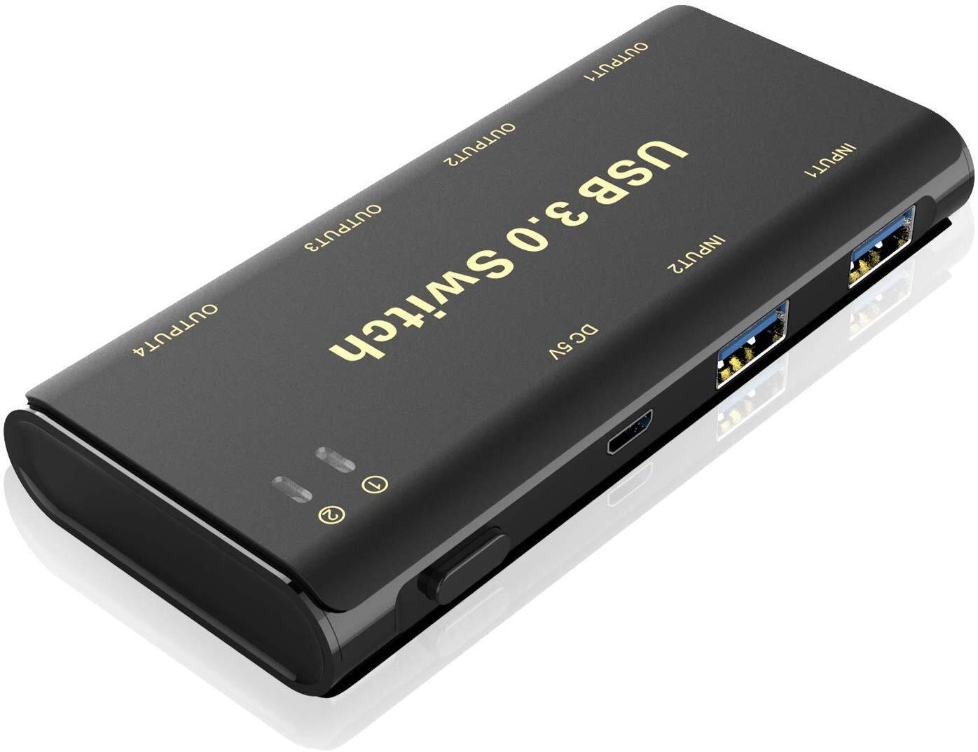 USB Switch Selector, KVM Switch 4 Port USB Peripheral Box Hub for