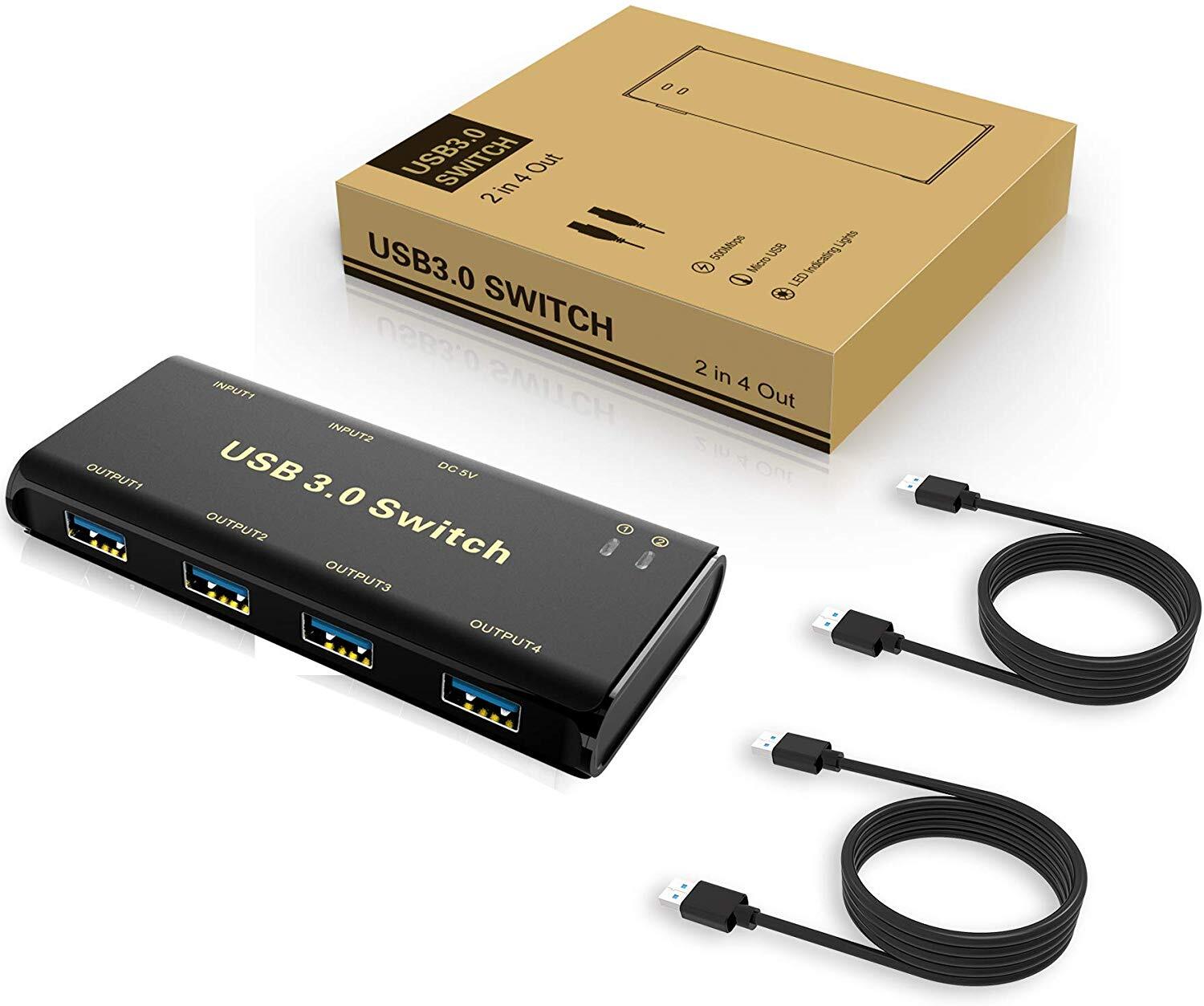 KVM Switch HDMI 2 Port Box,ABLEWE USB and HDMI Switch for 2