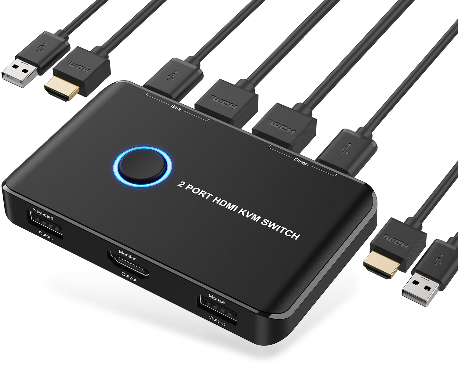 KVM Switch HDMI 2 Port Box,ABLEWE USB and HDMI Switch for 2 Computers