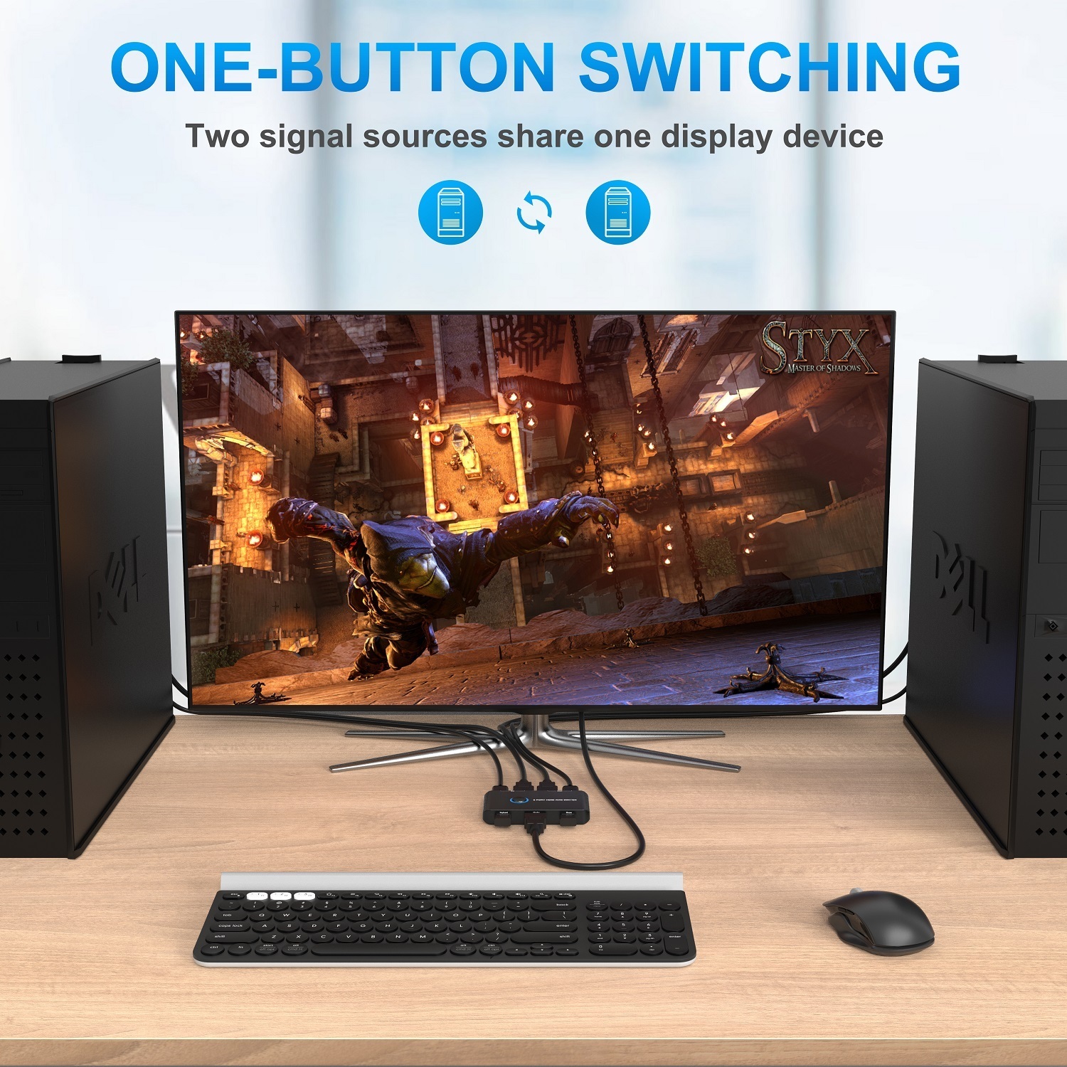 KVM Switch HDMI 2 Port Box,ABLEWE USB and HDMI Switch for 2 Computers