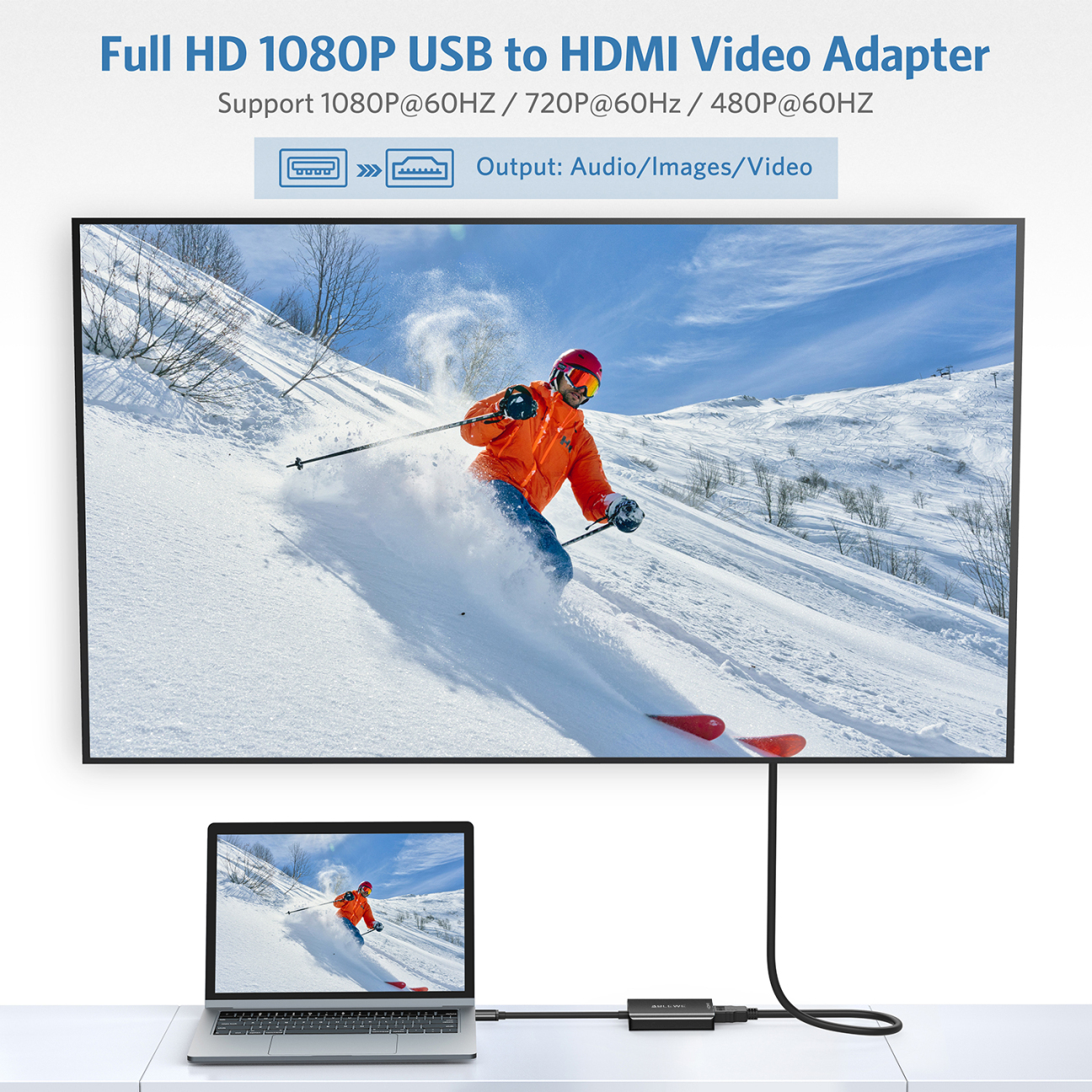 USB to HDMI Adapter, ABLEWE Upgraded HDMI to USB Video Converter with