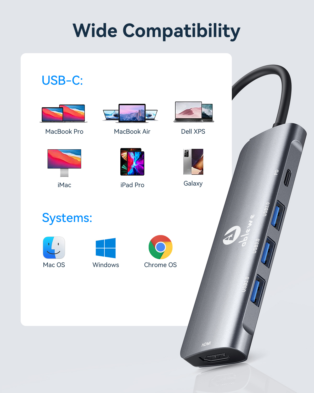 Adaptateur multiport USB-C USB 3.1 Type C vers HDMI 4K avec port USB 3.0 et  port de charge USB C pour MacBook / Chromebook Pixel / Dell XPS13 / Samsung  Galaxy s9 /