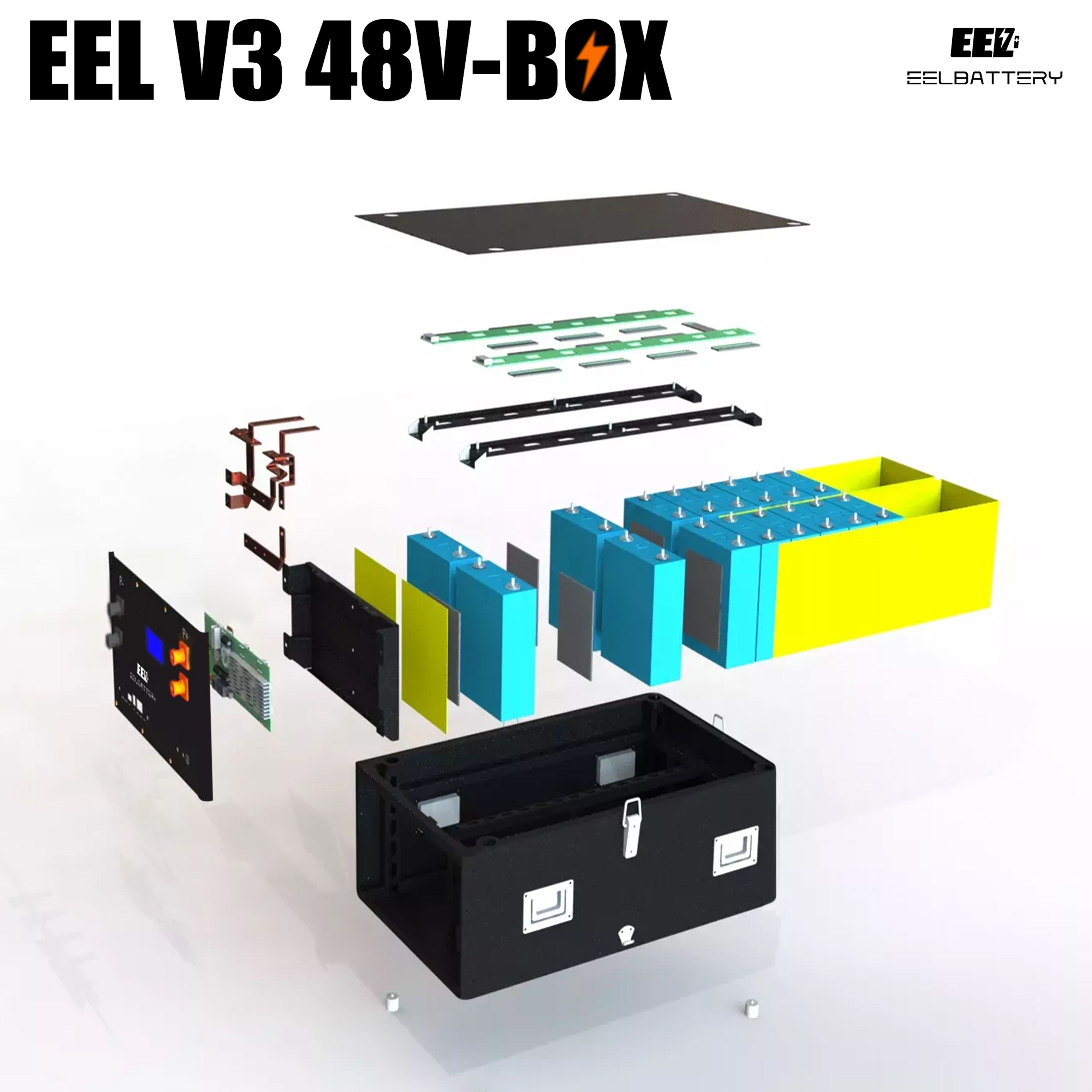 EEL 48V 16S LiFePO4 Box V5-JK DIY BOX Built-in JK V19 BMS stackable EU ...
