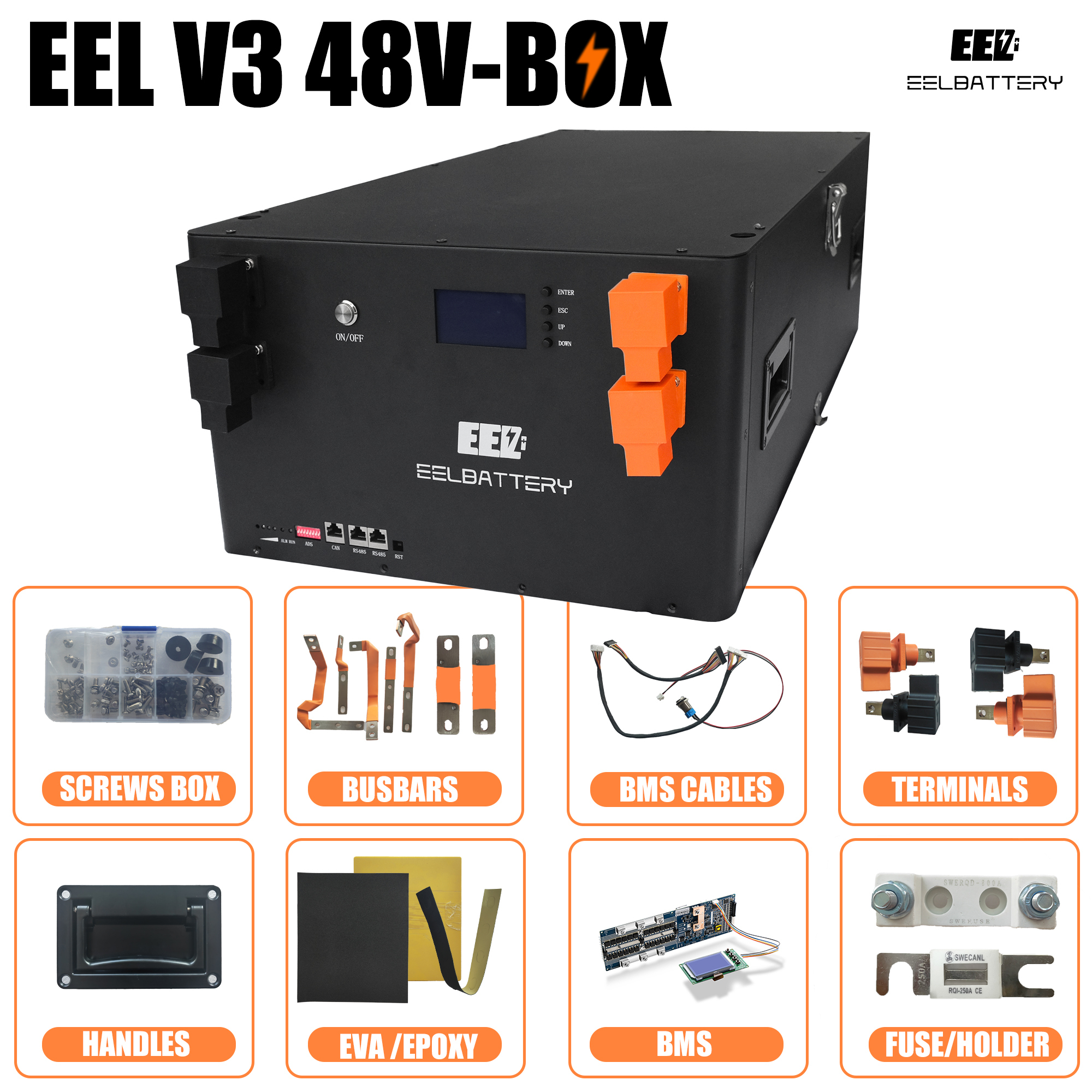 EEL 48V 16S Server Rack DIY BOX Built-in Smart BMS stackable type(suit ...