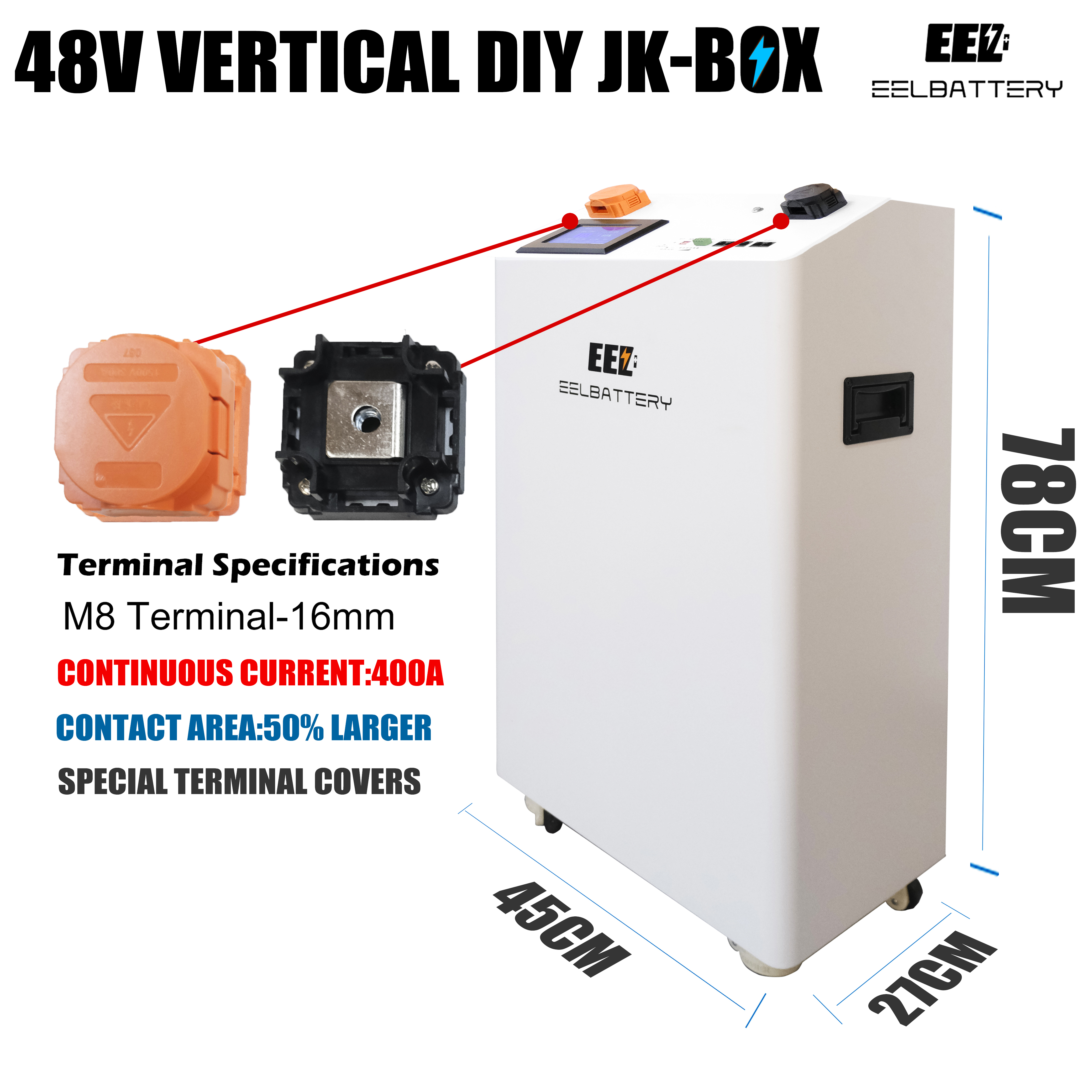 EEL 48V 16S Vertical DIY LiFePO4 Battery Box Built-in JK 200A BMS ...