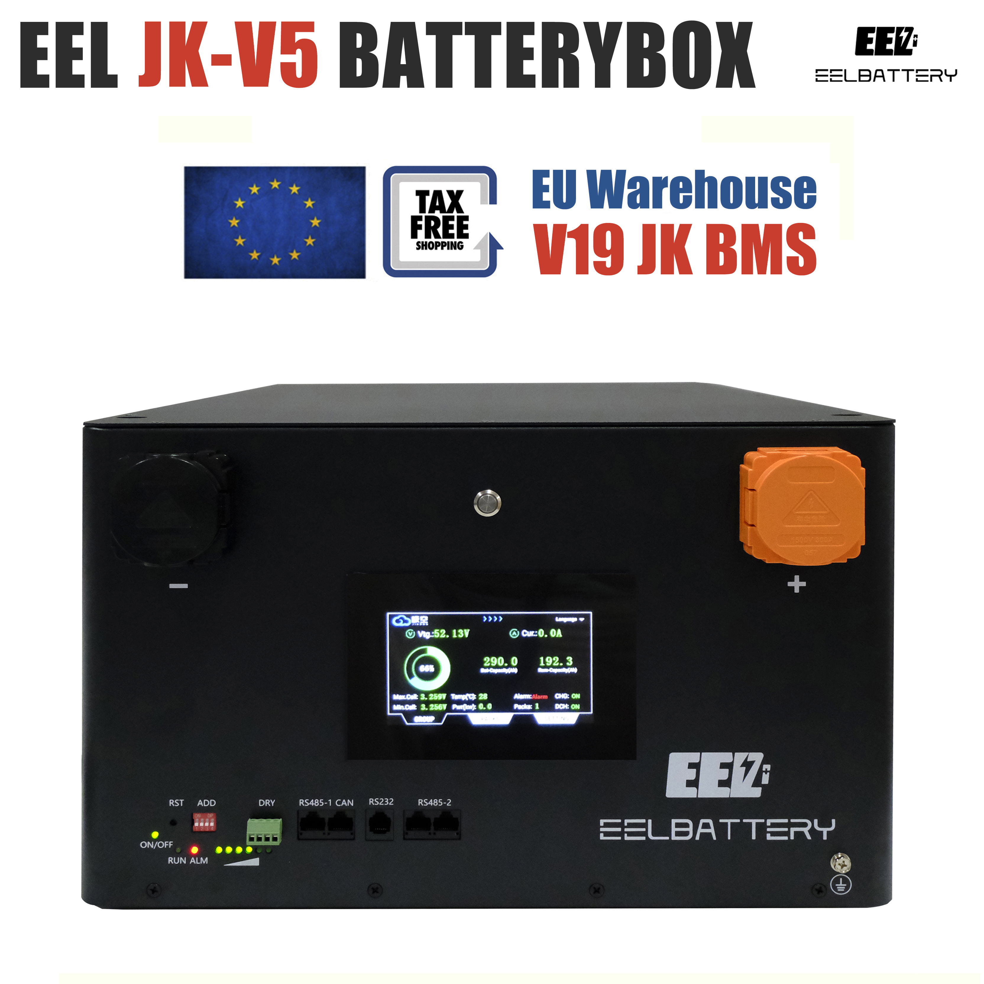 EEL 48V 16S LiFePO4 Box V5-JK DIY BOX Built-in JK V19 BMS stackable EU ...