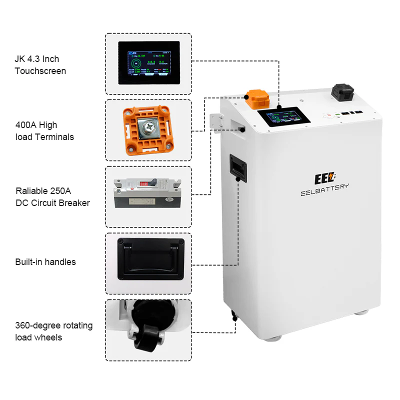 EEL 48V Vertical DIY Battery V3 Box Built-in JK BMS Inverter 2A Balance ...