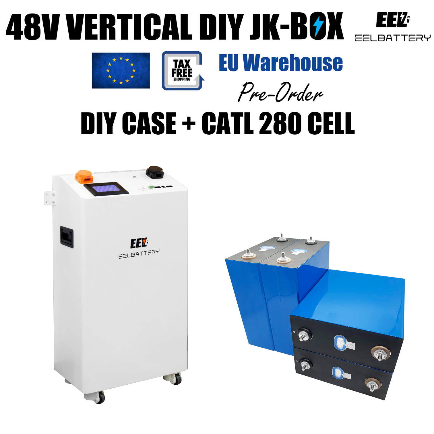 EEL 48V 16S Vertical DIY LiFePO4 Battery Box Built-in JK 200A BMS ...