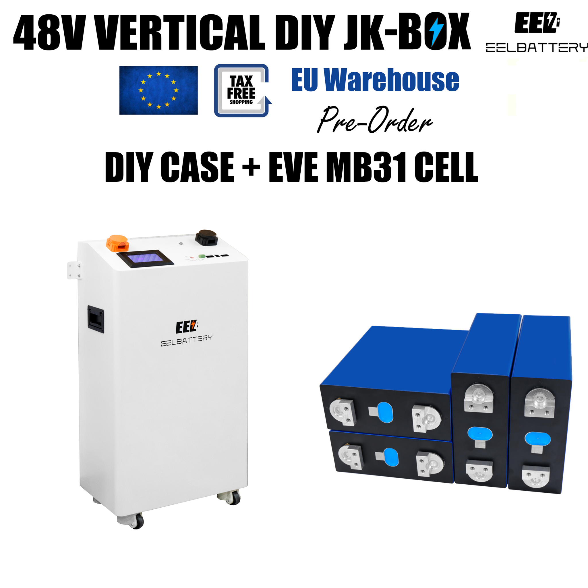 EEL 48V 16S Vertical DIY LiFePO4 Battery Box Built-in JK 200A BMS ...