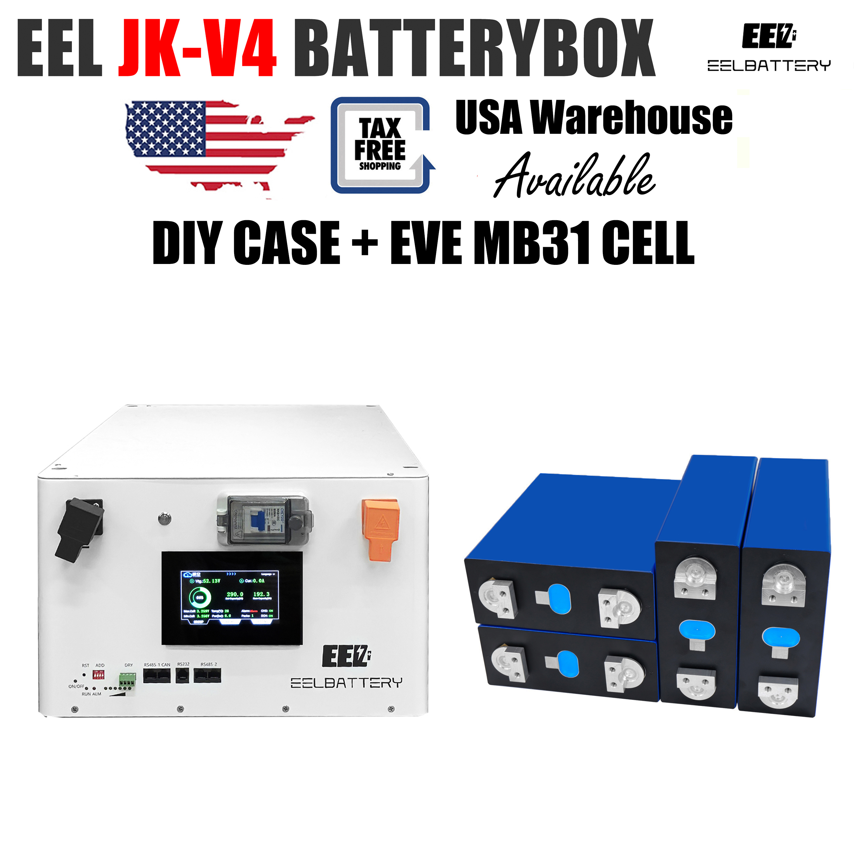 EEL 48V 16S V4-JK LiFePO4 DIY Box Kit Built-in JK Inverter 200A BMS ...