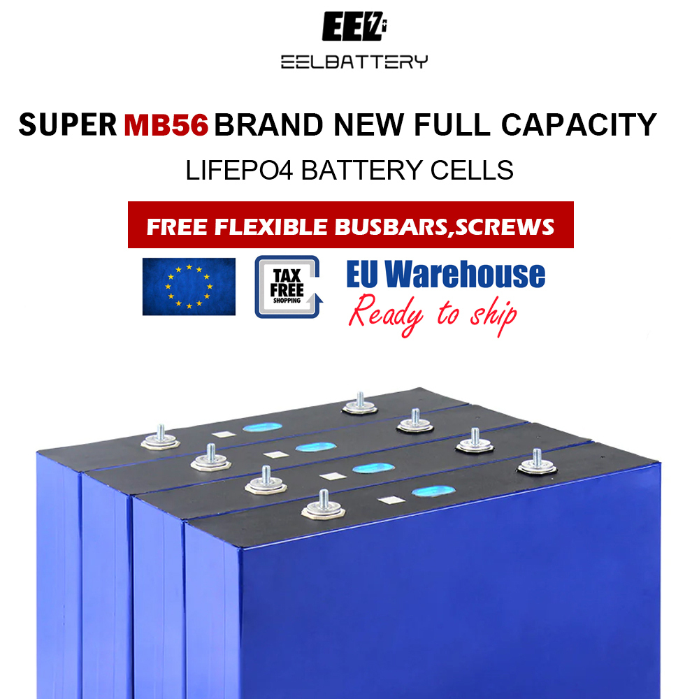 EU Stock-4PCS EVE MB56 628Ah Original LiFePO4 Batteries Grade A New Studs for EV RV Solar Power with Flexible bus bars Free Shipping& Free Tax& With Cells