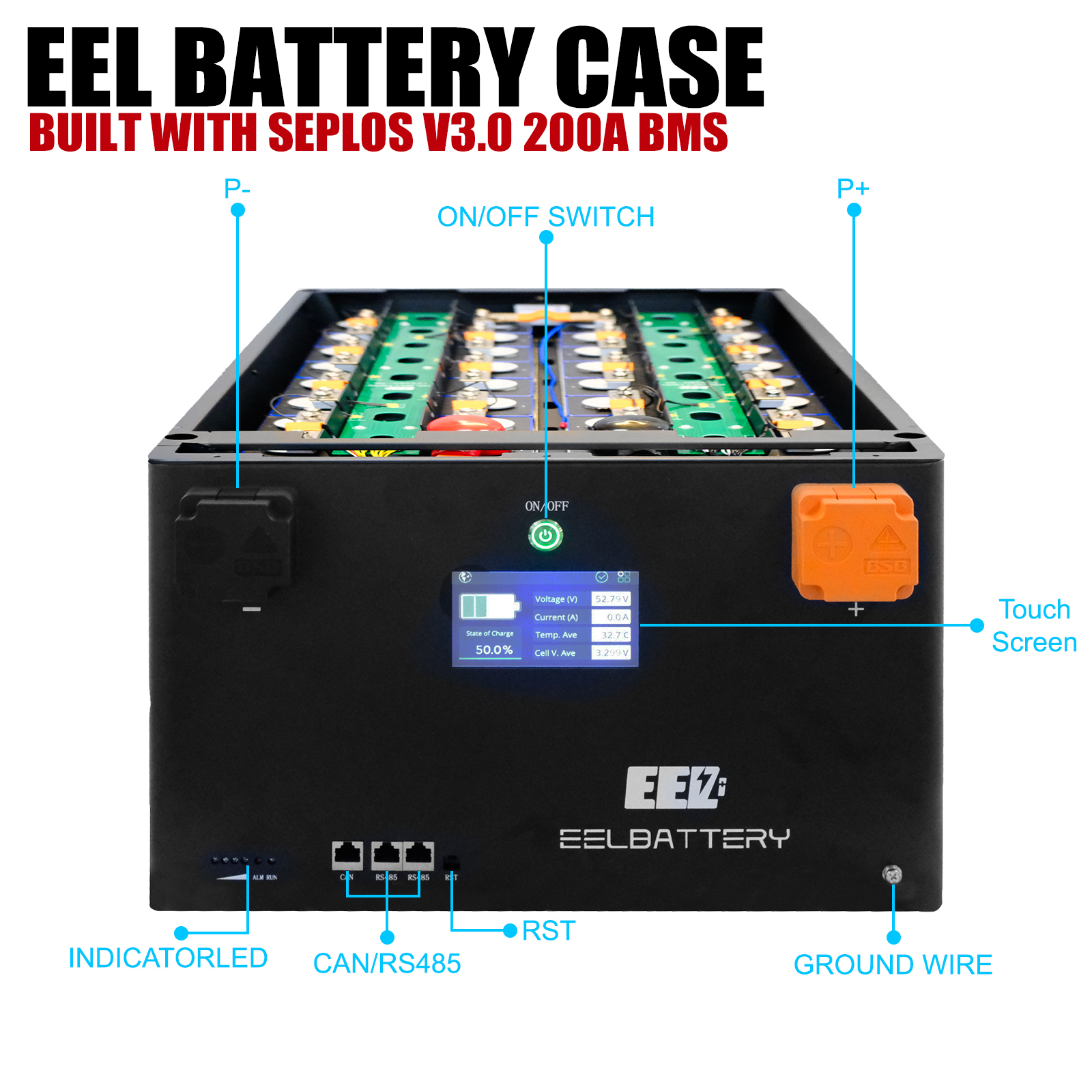 EU STOCK-EEL 48V 16S LiFePO4 Battery DIY Box Kit with 200A Seplos V3.0 ...