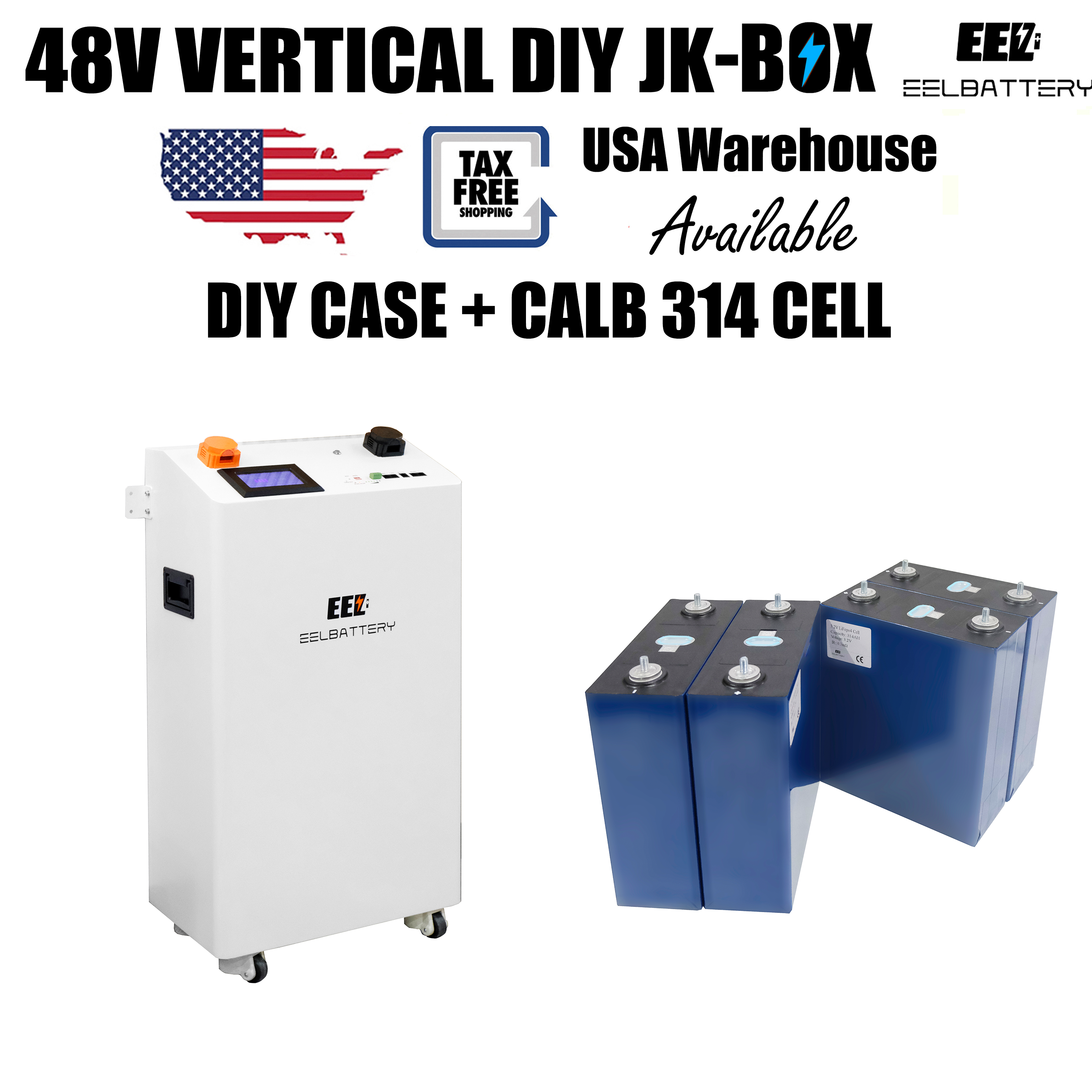 EEL 48V Vertical DIY Battery Box Built-in JK V19 BMS 2A Active Balance ...