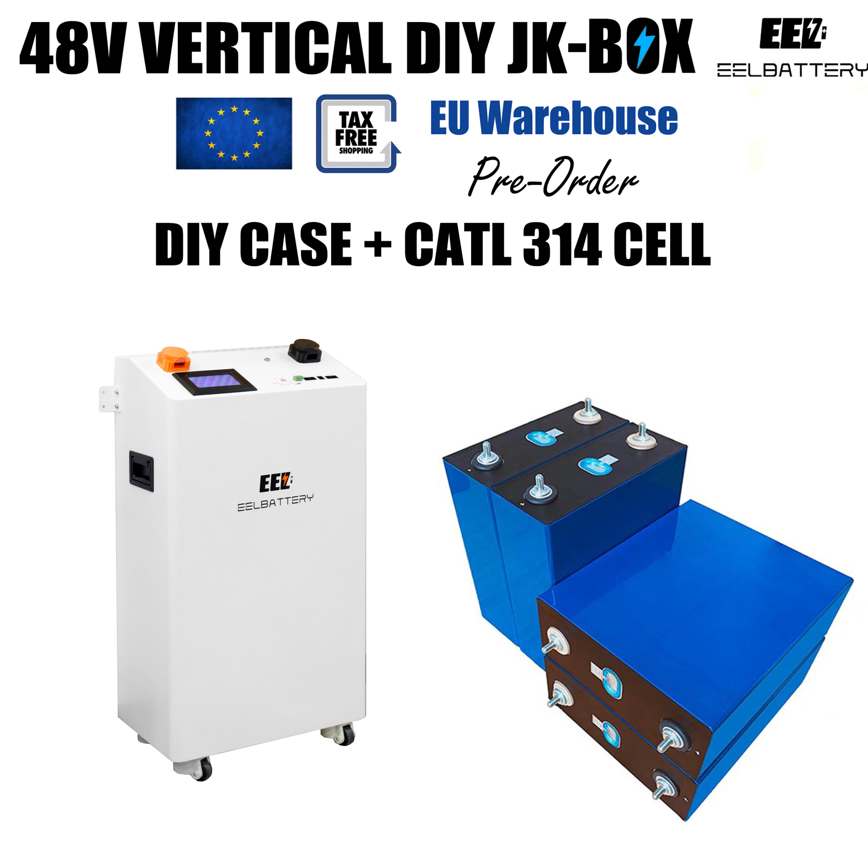 EEL 48V 16S Vertical DIY LiFePO4 Battery Box Built-in JK 200A BMS ...