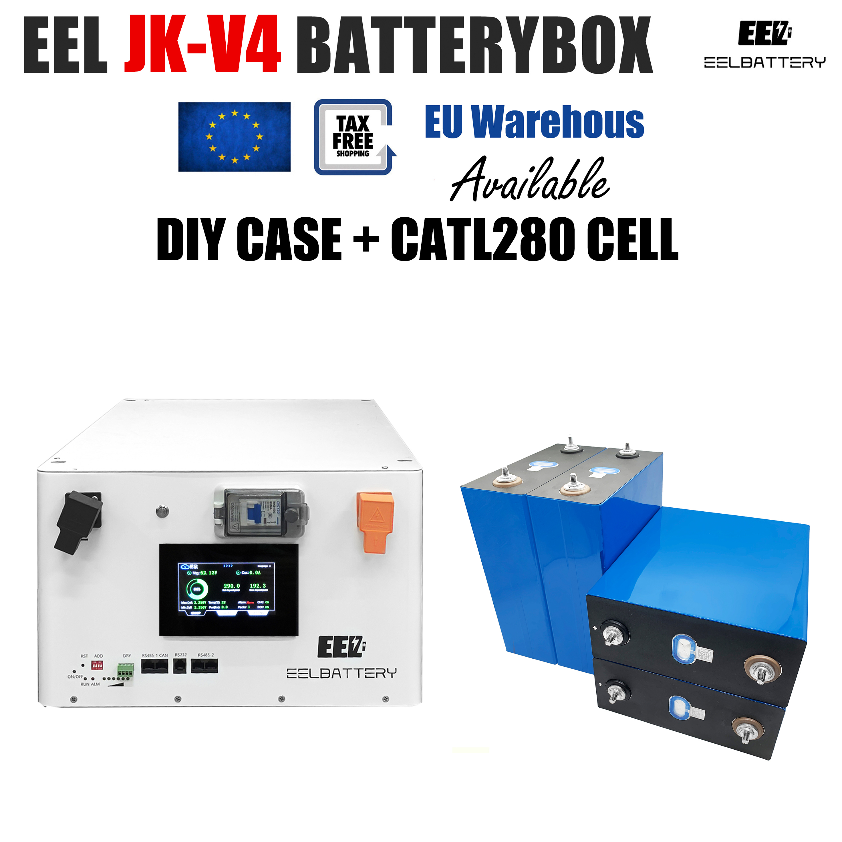 EEL 48V 16S V4-JK Server Rack LiFePO4 DIY Box with JK Inverter BMS ...