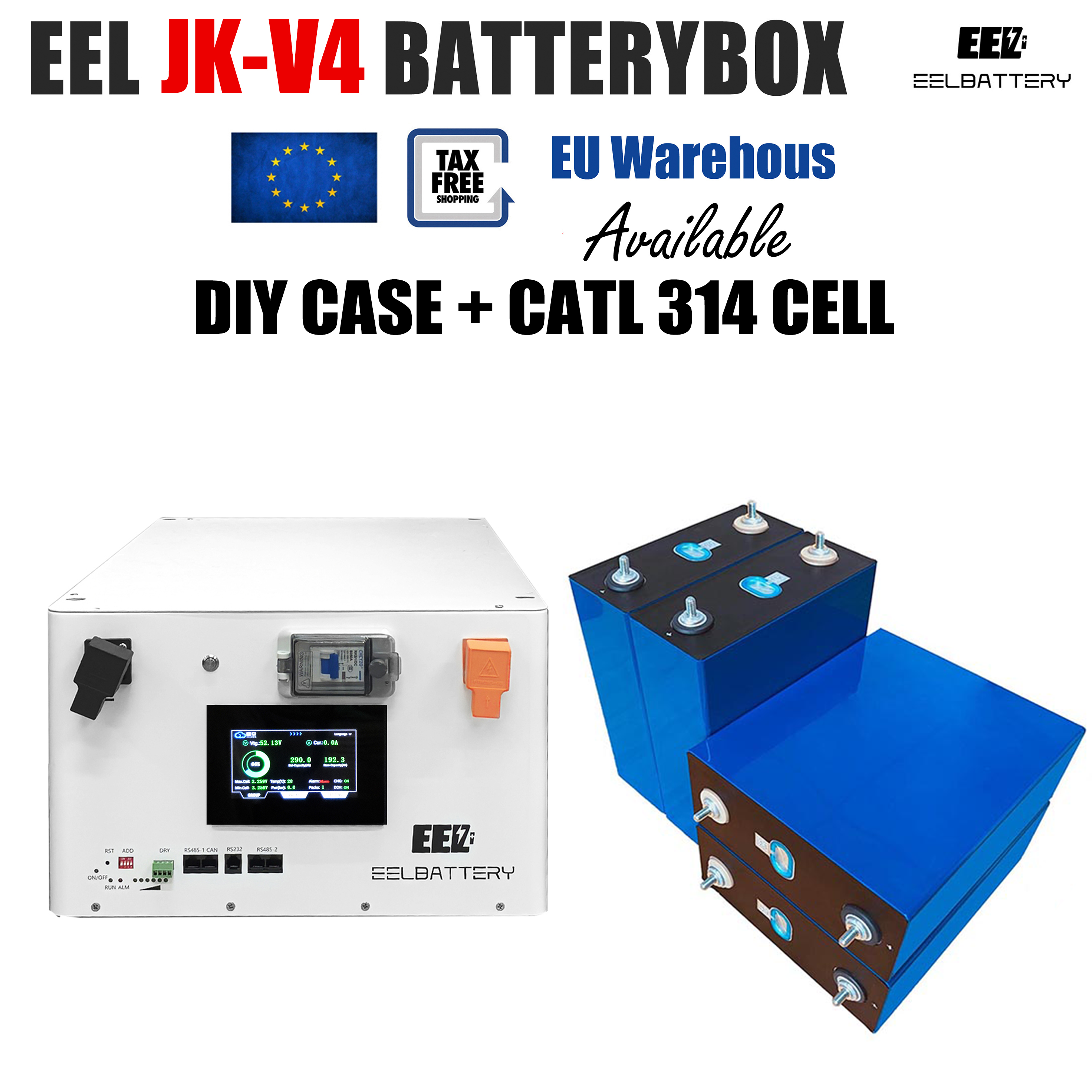 EEL 48V 16S V4-JK Server Rack LiFePO4 DIY Box with JK Inverter BMS ...