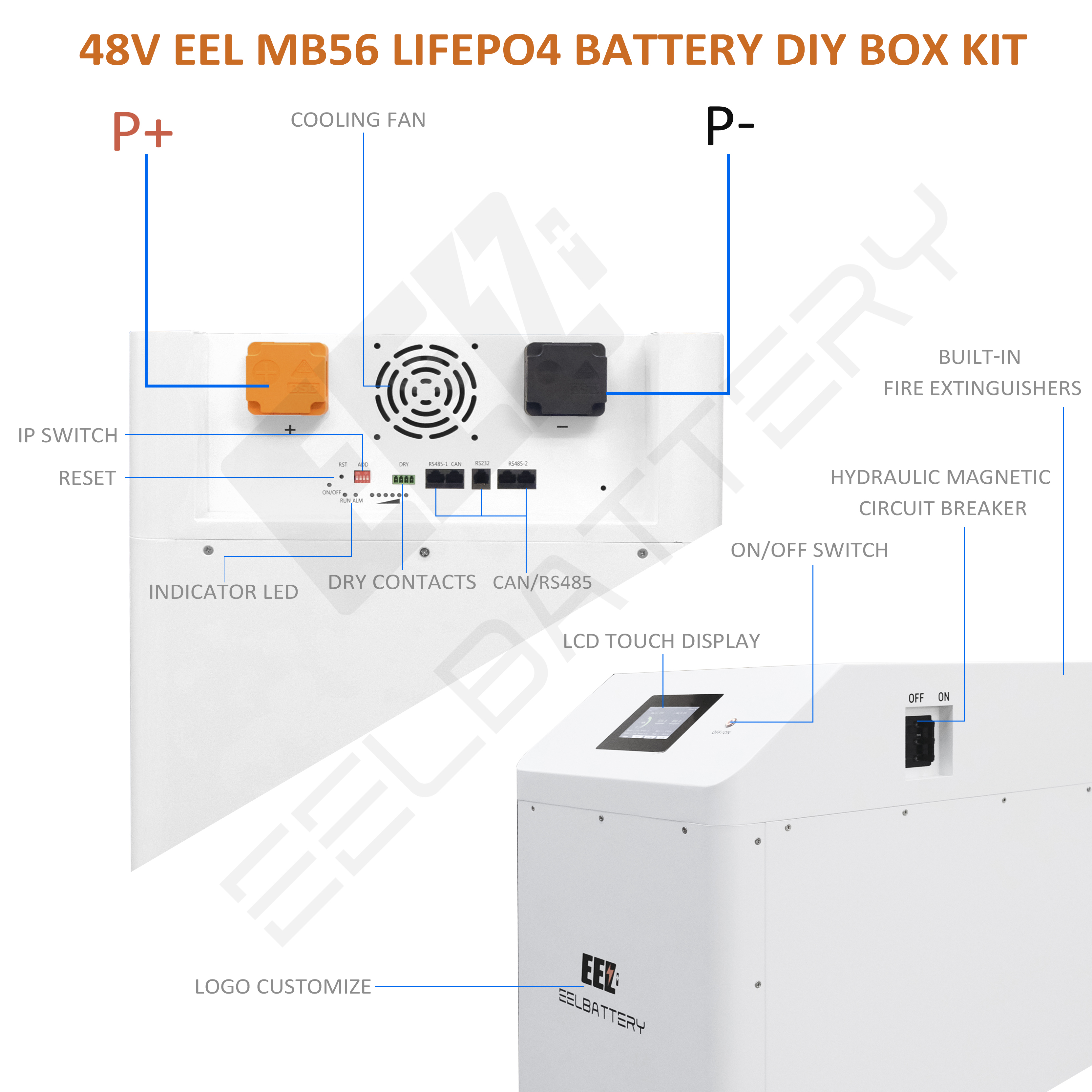 EEL 48V 16S MB56 JK Server Rack DIY Unit BOX Built-in JK 300A V19 BMS ...