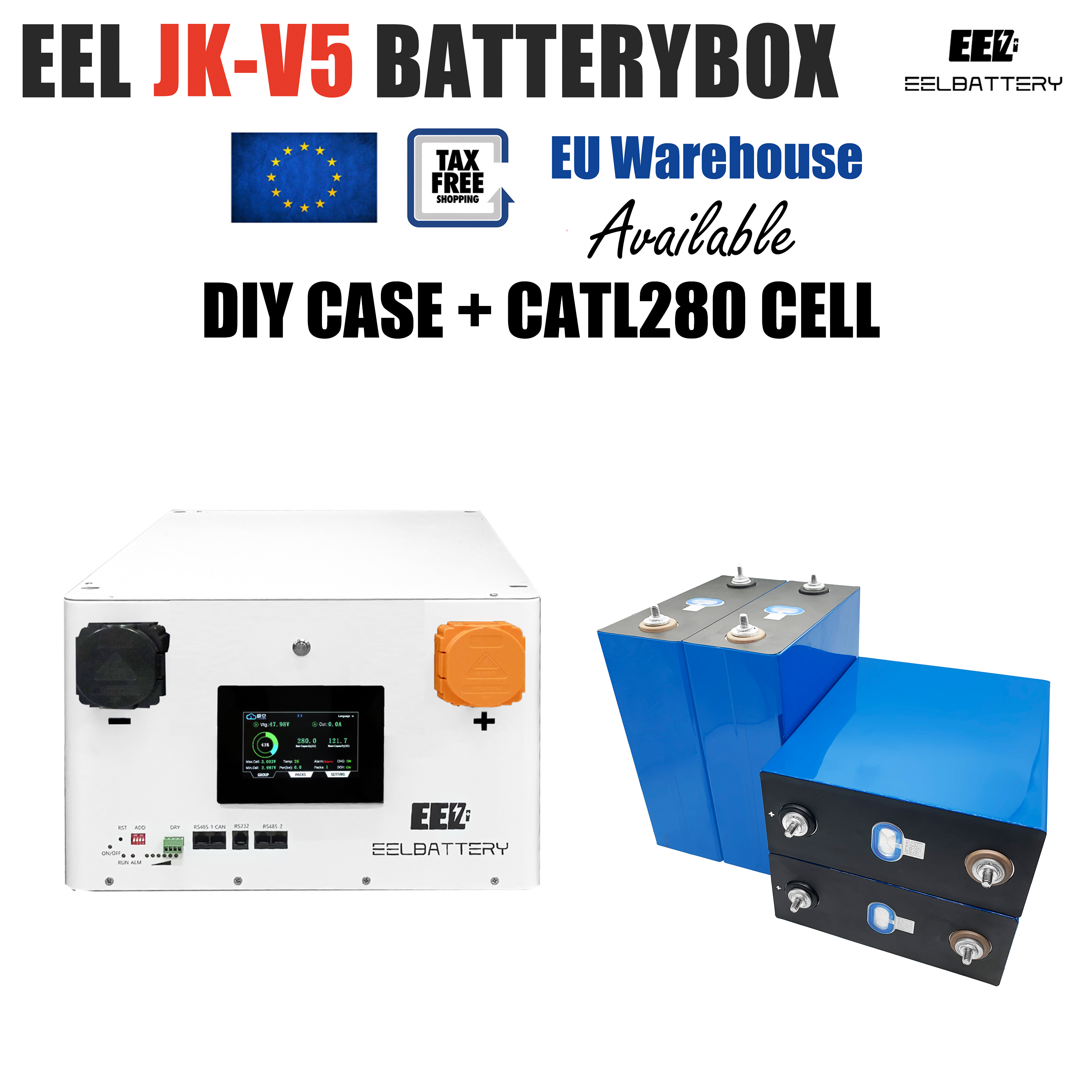 EEL 48V 16S LiFePO4 Box V5-JK DIY BOX Built-in JK V19 BMS stackable EU ...