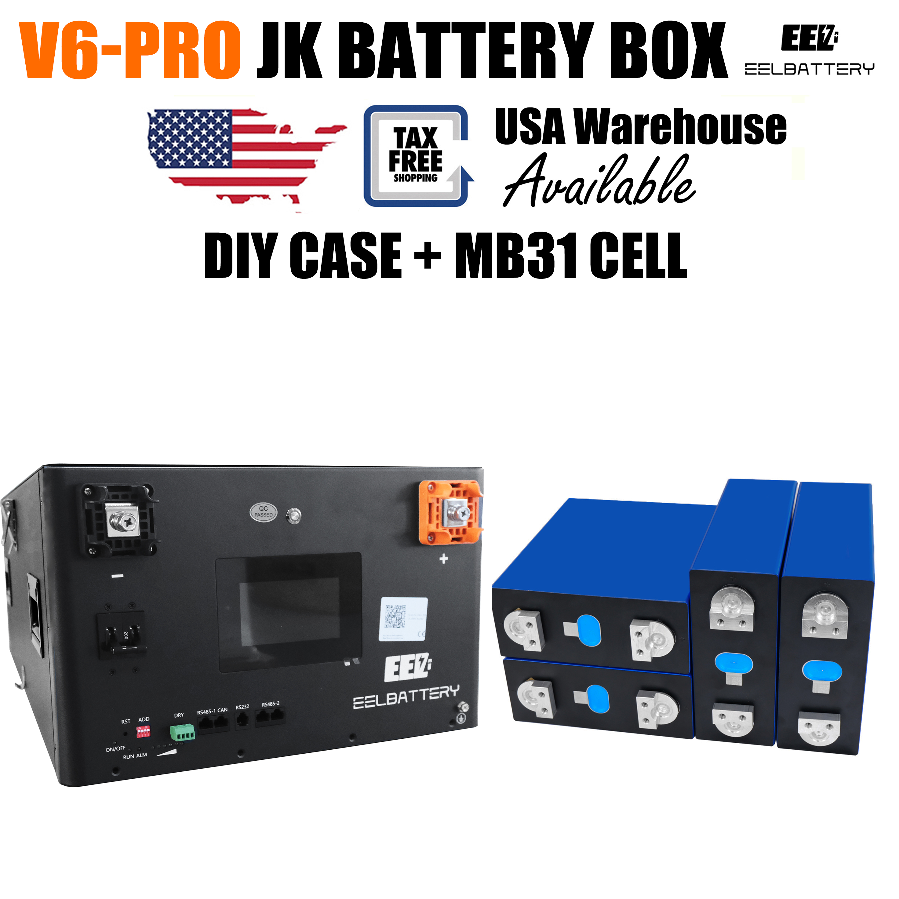 EEL 48V 16S V6-Pro JK LiFePO4 DIY BOX Built-in Smart JK BMS stackable ...