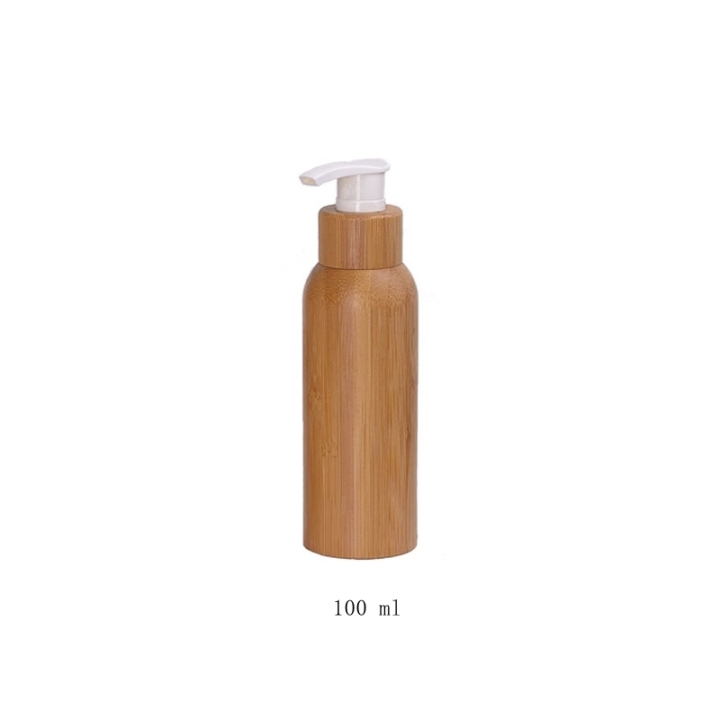 Bamboo wooden cosmetic bottles with lotion pump bottle for shampoo