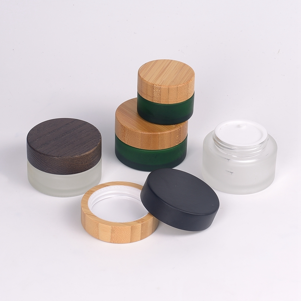 Download Frosted Glass Jar With Bamboo Lid 30g 50g 100g 150g 200g Frosted Glass Jar Wooden Lid