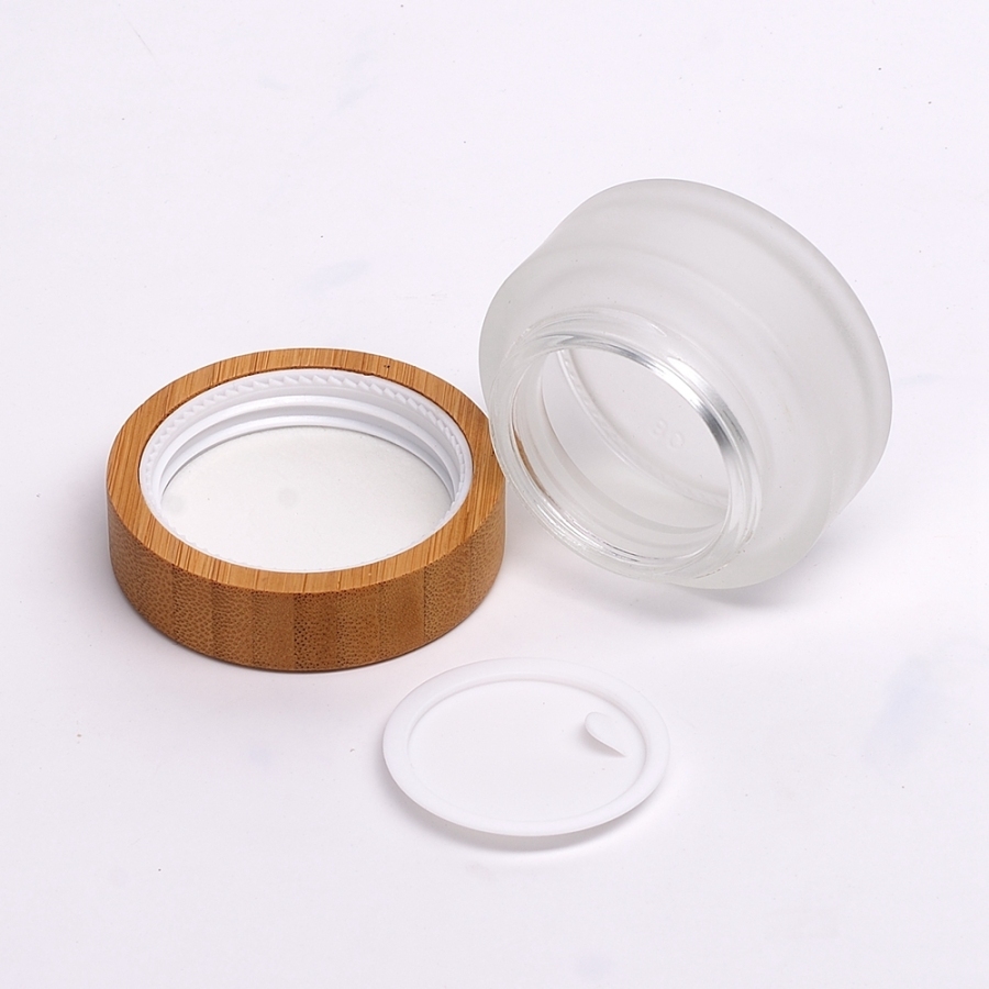 frosted glass jar with bamboo lid 30g 50g 100g 150g 200g frosted glass