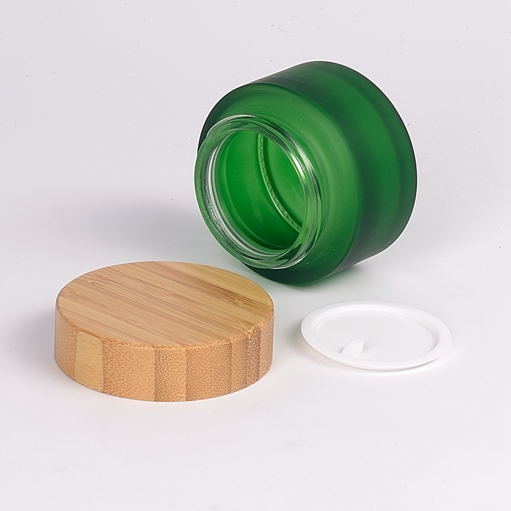 frosted glass jar with bamboo lid 30g 50g 100g 150g 200g frosted glass