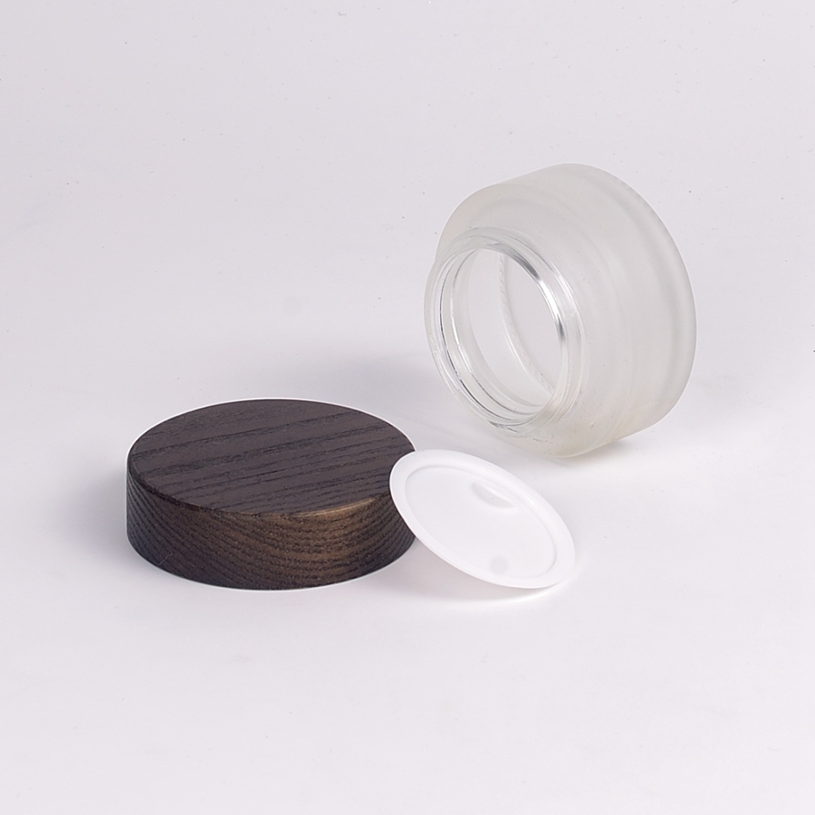 frosted glass jar with bamboo lid 30g 50g 100g 150g 200g frosted glass