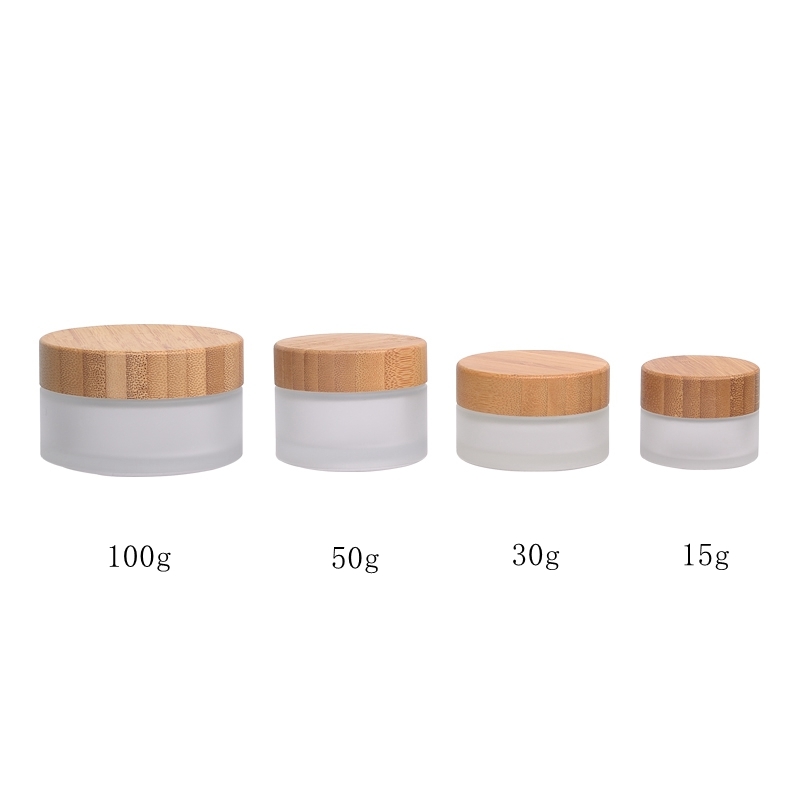 Frosted Glass Jar With Bamboo Lid 30g 50g 100g 150g 200g Frosted Glass Jar Wooden Lid