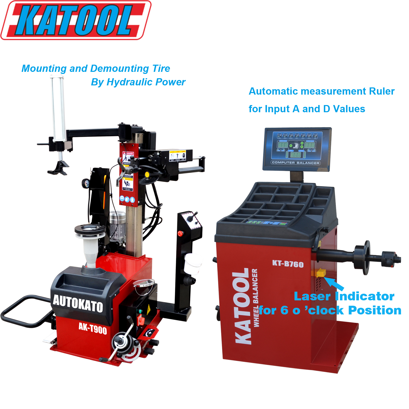 KATOOL Tire Changer AKT900 2.0HP Motor Wheel Balancer KTB760 Garage
