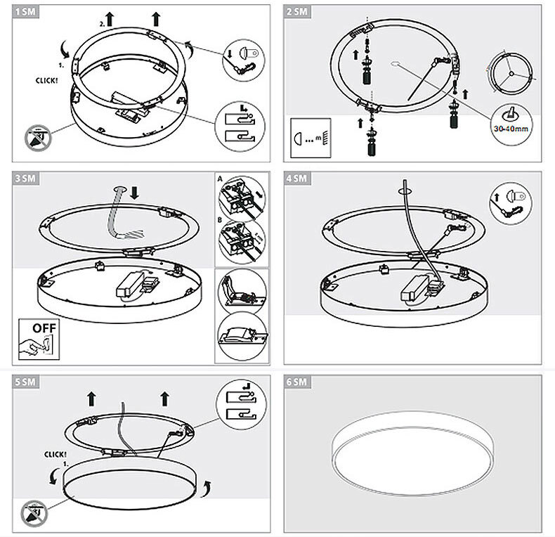 modern commercial black white round led ceiling lights uk