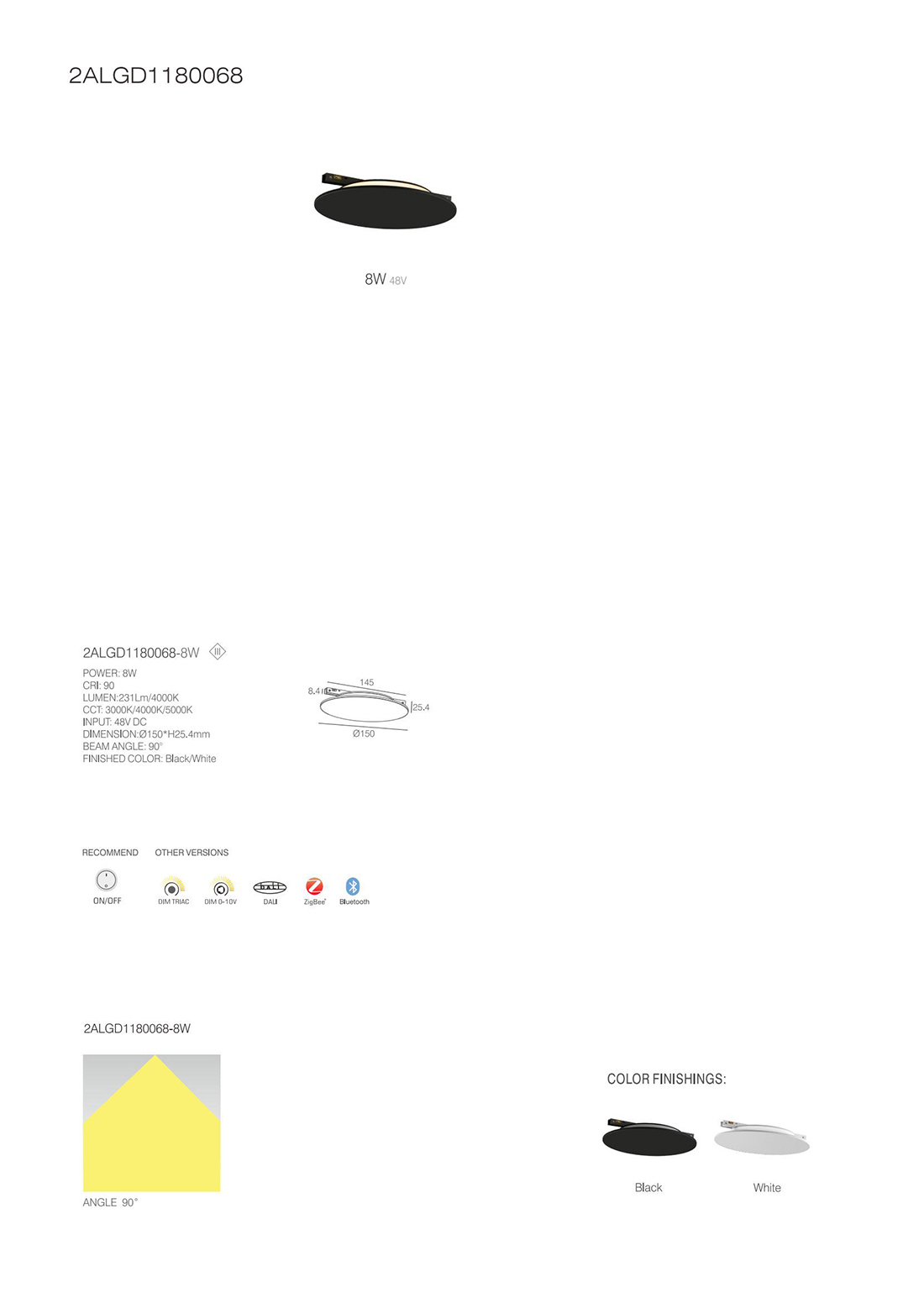 【2ALGD1180068】11-Series Black 8W LED Magnetic Track Light