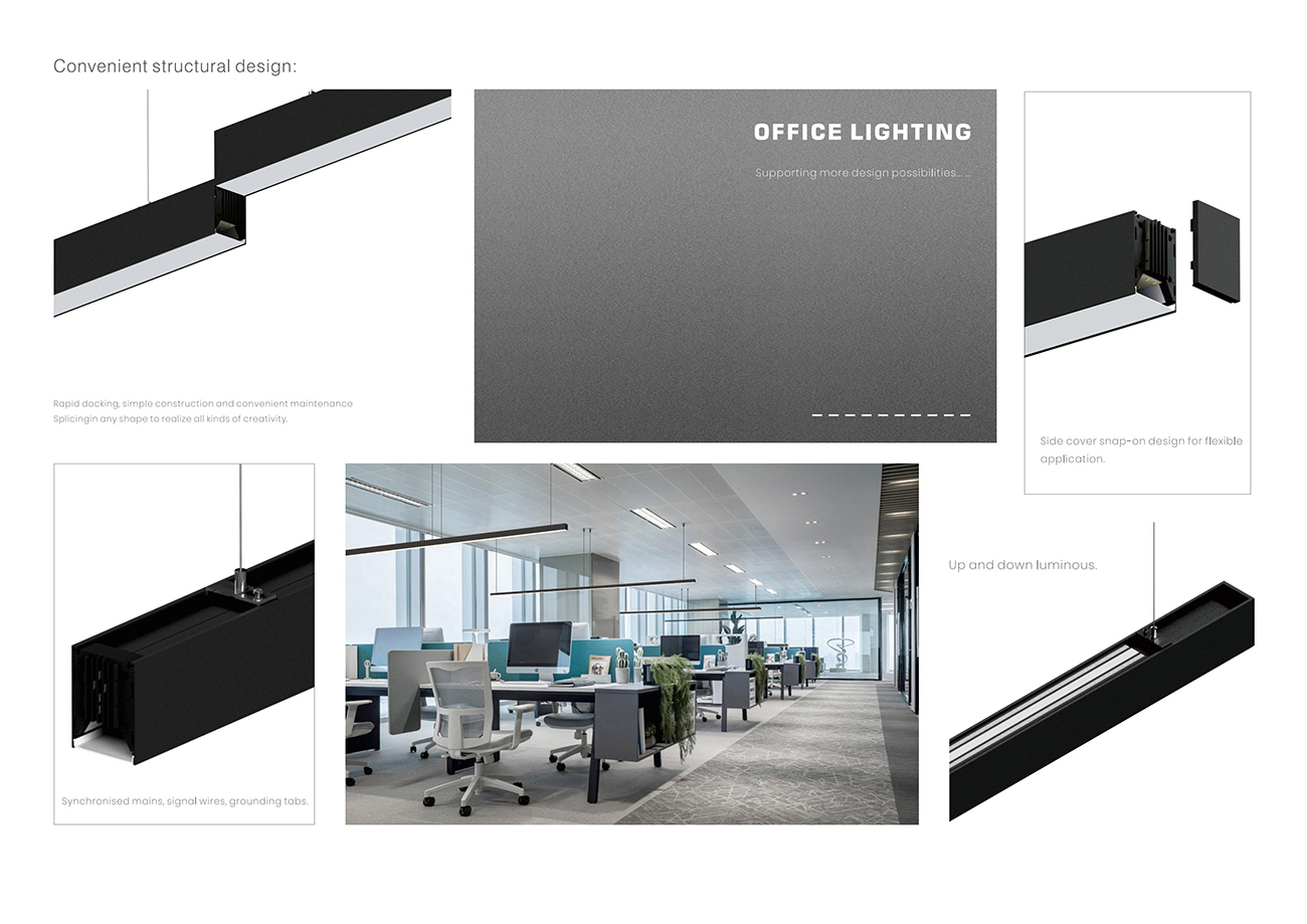 Office LED Modular Spliced Suspended Linear Pendant Light - LDA3575A0