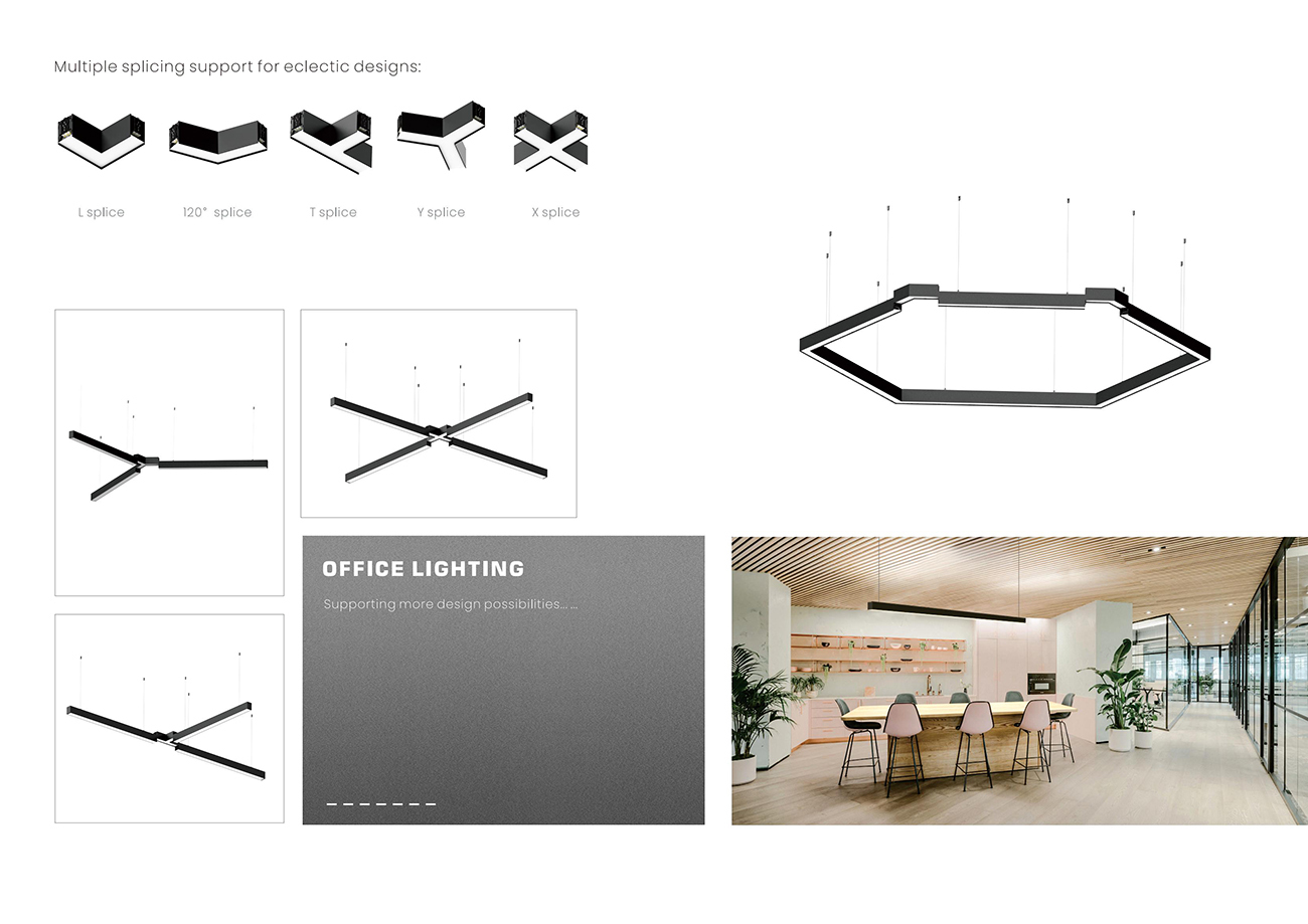 Office LED Modular Spliced Suspended Linear Pendant Light - LDA3575A0
