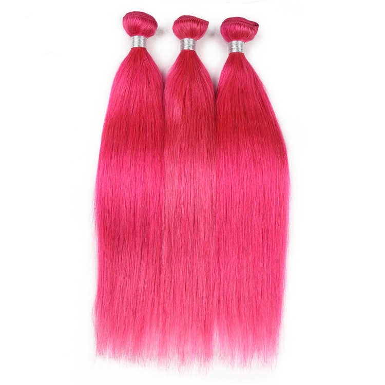 Straight Dark Pink Sew In Hair Weave Bundles,Remy Human Hair Weft