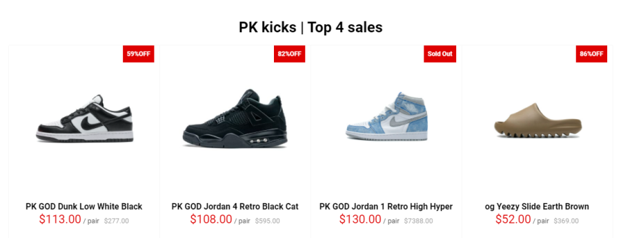PK Kicks | Top 4 sales