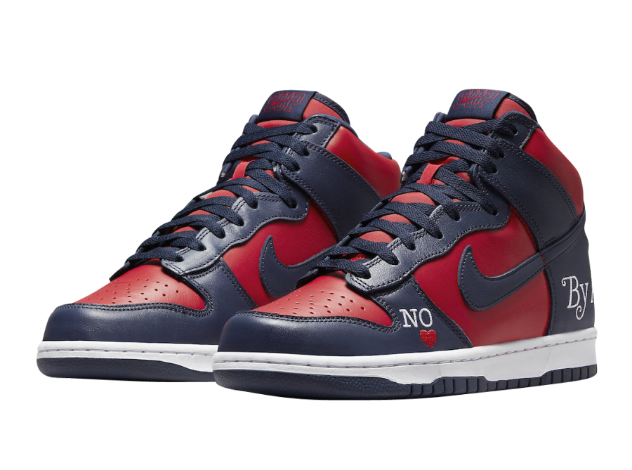 PK Sneakers Supreme X SB Dunk High Co-branded Navy Red